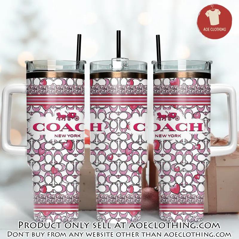 Pink coach logo stanley tumbler logo 40oz stanley tumbler ktb1065 aoe2419370